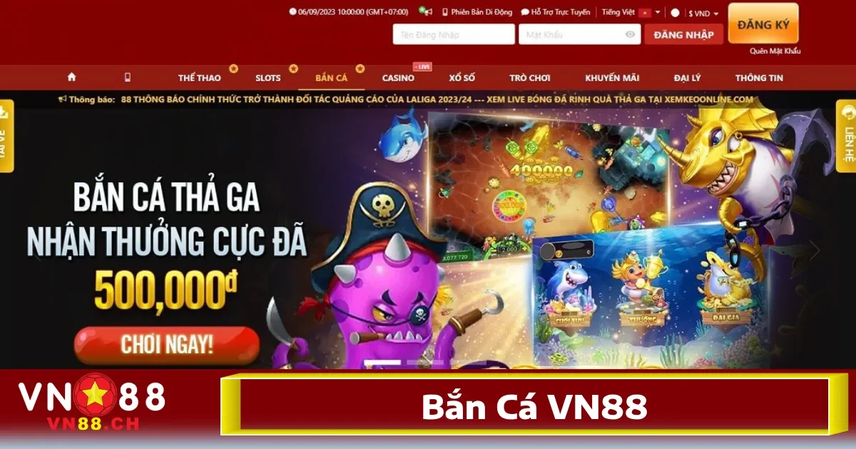 Bắn Cá VN88 1 Bắn cá VN88 đã trở thành lựa chọn hàng đầu cho các tín đồ game đổi thưởng hàng ngày.