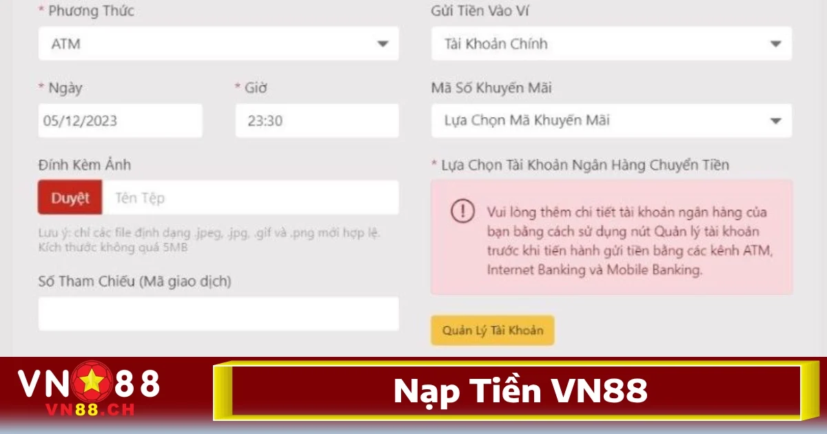 Hướng dẫn nạp tiền VN88 nhanh chóng và an toàn